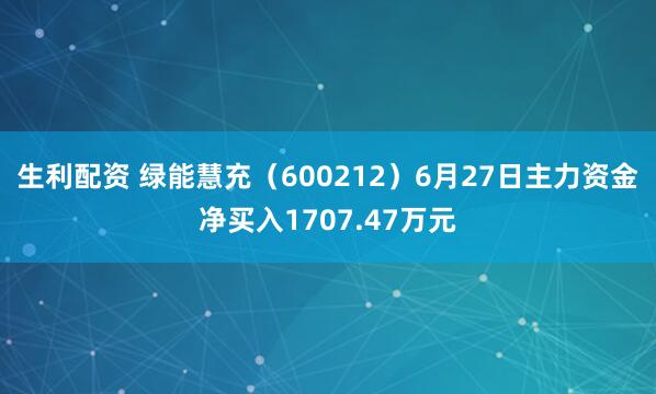 生利配资 绿能慧充（600212）6月27日主力资金净买入1707.47万元